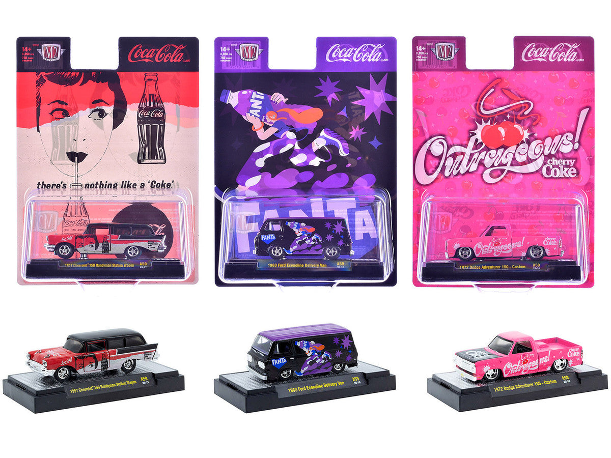 "Sodas" Set of 3 pieces Release 59 Limited Edition to 9600 pieces Worldwide 1/64 Diecast Model Cars by M2 Machines